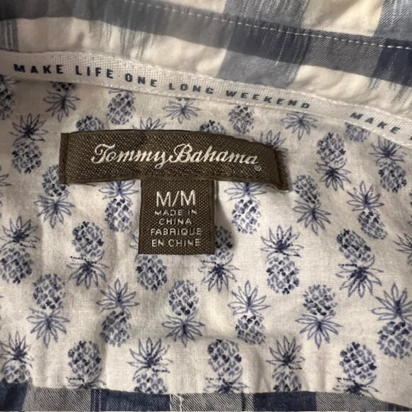 Tommy Bahama Women’s Medium Blue Check Long Sleeve Shirt 100% Cotton Button - Picture 4 of 5